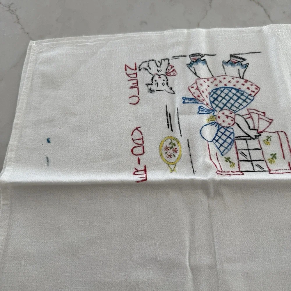 7 Vintage UNEMBROIDERED Sunbonnet Sue Days Of The Week Tea Towel Set  READ